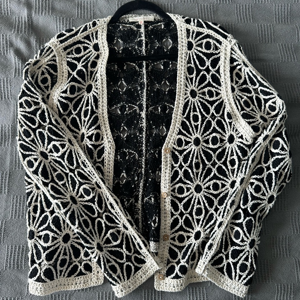 Black and White Crochet Sweater